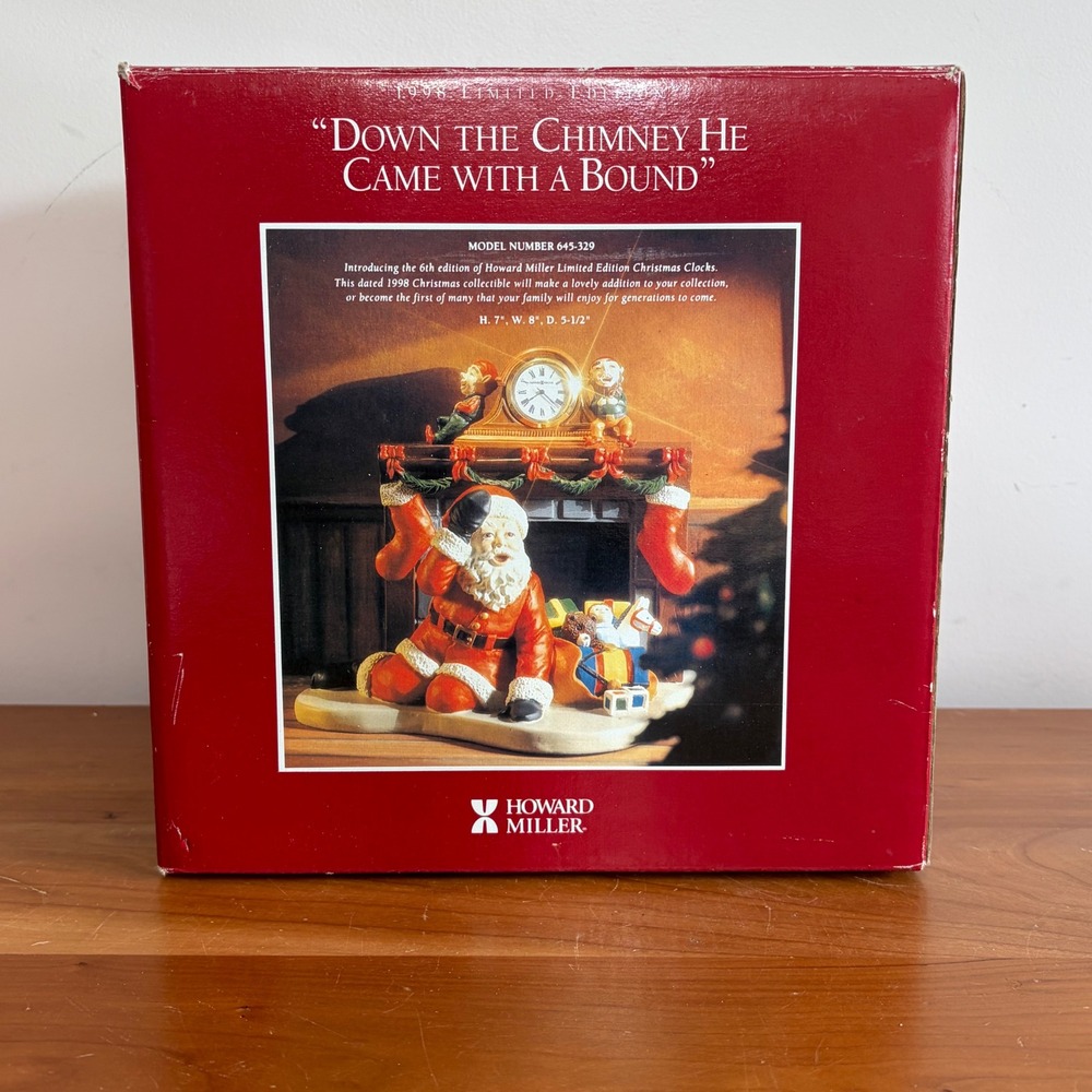 Howard Miller 1998 Limited Edition Christmas Clock Santa Down the Chimney